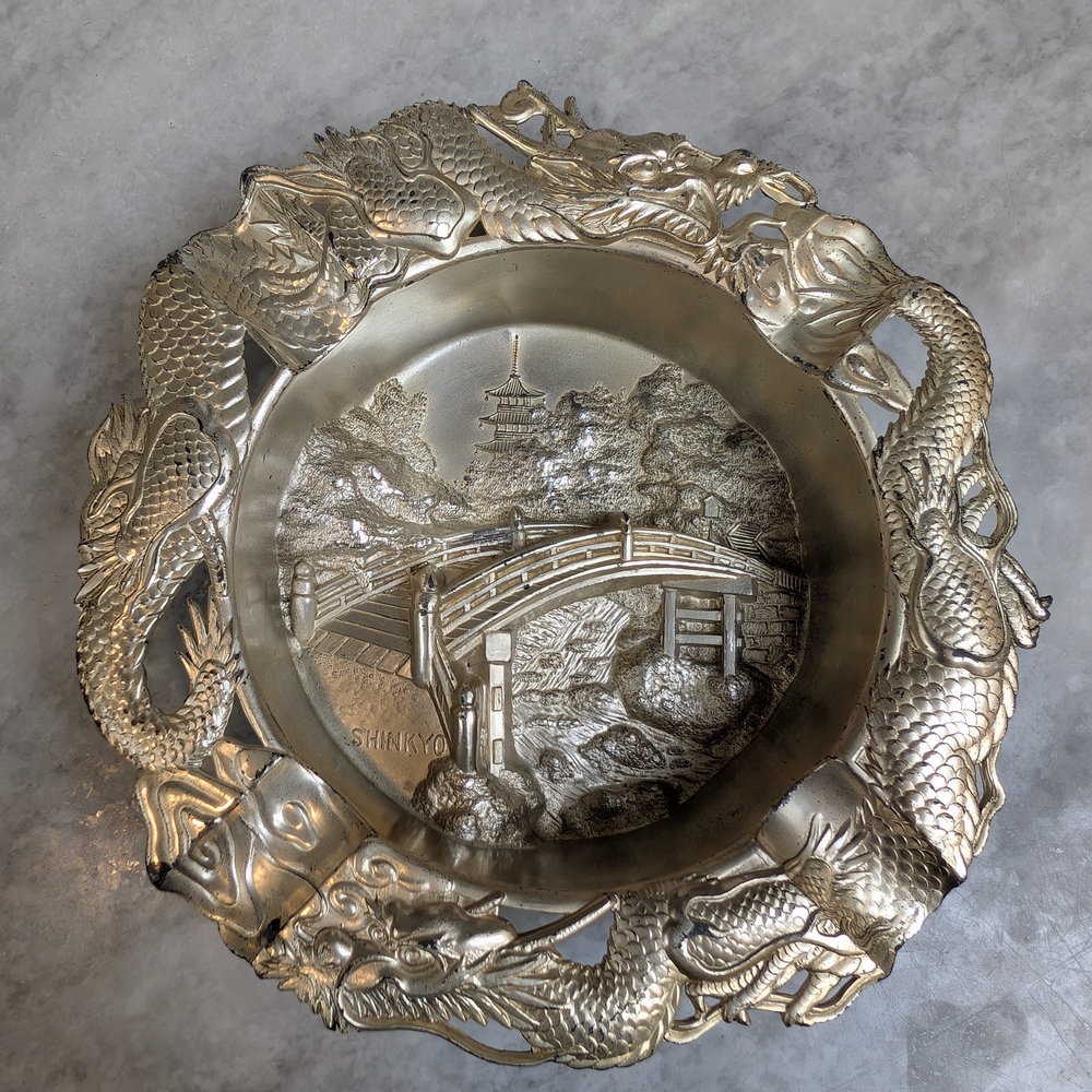 Antique Silver Plated Ashtray from Occupied Japan